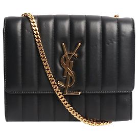 Saint Laurent Schwarze Vicky aus gestepptem Leder Schwarz