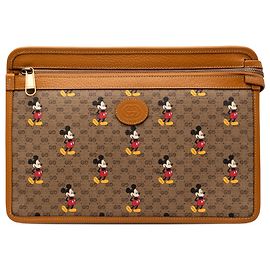 Gucci Brown Disney Micro GG Supreme Mickey Mouse Clutch Brown Light brown