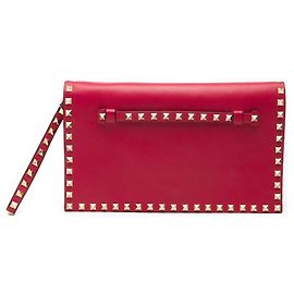Clutch de muñeca de napa rosa Rockstud de Valentino Rosa Otro