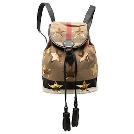 Burberry Brown Mega Check Canvas Star Sequin Backpack Brown Light brown