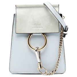 Borsa a bracciale Faye in mini pelle di vitello e suede blu Chloé Blu Blu chiaro