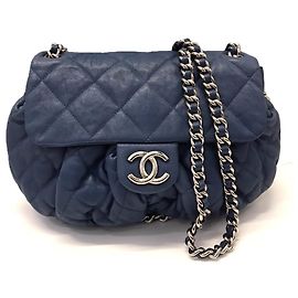 Borsa a Spalla Chanel Matelassé Chain Around Blu navy