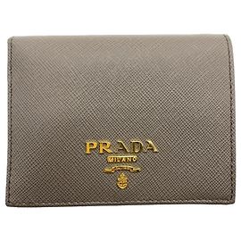 Billetera bi-fold gris para mujeres Prada Gris
