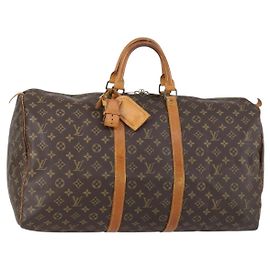 Bolsa Keepall Louis Vuitton em canvas Monogram 55 Marrom