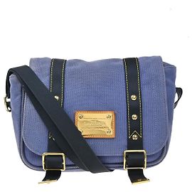 Borsa Messenger Antigua in Tela Louis Vuitton Blu