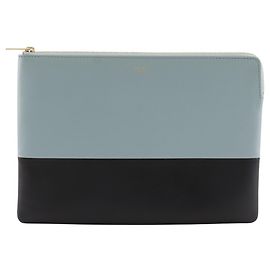Céline Celine Bicolor Clutch Bag Black Light blue