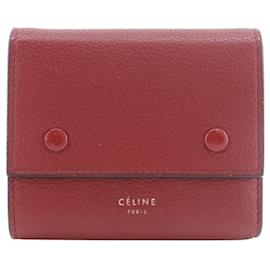 Céline Celine Small Folded Multifunction Tri-Fold Wallet Red