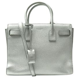 SAC DE JOUR BABY 377183 EM COURO PRATEADO SAINT LAURENT Prata