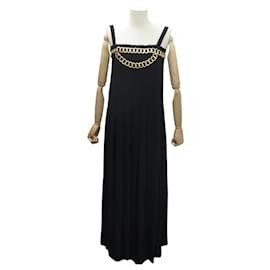 ABITO VINTAGE CHANEL CON GRANDE CATENA 38 M LANA NERA NUOVO Nero