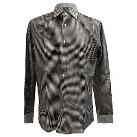 Etro Gingham-Print Button-Down-Hemd aus schwarzer und weißer Baumwolle Schwarz