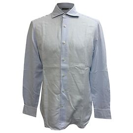 Ermenegildo Zegna Button-Down-Hemd aus hellblauer Baumwolle Blau Hellblau