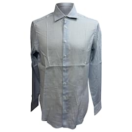 Etro gemusterte Button-Down-Hemd aus hellblauer Baumwolle Blau Hellblau