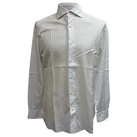 Camisa de botón Trofeo de Ermenegildo Zegna en algodón blanco Blanco Crudo