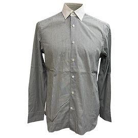 Ermenegildo Zegna Camicia button-down Z Zegna Silver Line con stampa a quadri in cotone nero e bianco Bianco