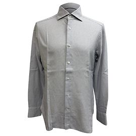 Ermenegildo Zegna Patterned Button-Down Shirt in White Cotton White