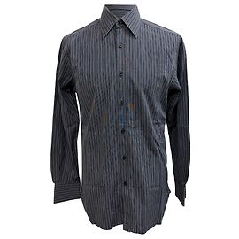 Gucci Striped Button-Down Shirt in Grey Cotton Grey