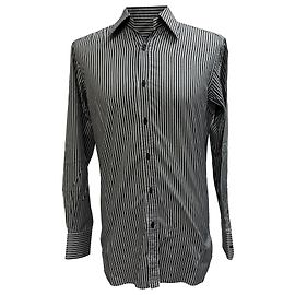 Gestreifte Gucci Button-Down-Hemd aus schwarzer Baumwolle Schwarz