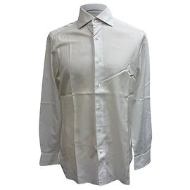 Camisa de botón Trofeo Ermenegildo Zegna en algodón blanco Blanco Crudo