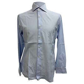 Camicia button-down in cotone blu Gingham Trofeo di Ermenegildo Zegna Blu