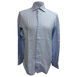 Camicia button-down testurizzata Ermenegildo Zegna in cotone blu Blu