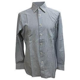 Gestreifte Button-Down-Hemd Trofeo Ermenegildo Zegna aus blauer Baumwolle Blau