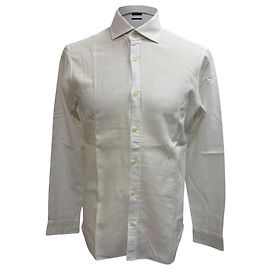Ermenegildo Zegna Camicia button-down testurizzata Z Zegna in cotone bianco Bianco Crudo