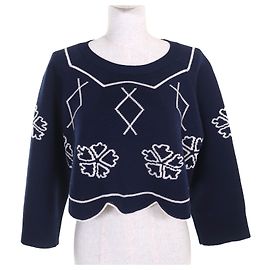 Christian Dior Clover Strick-Crop-Top Blau Andere