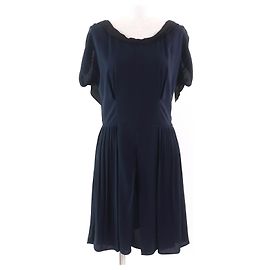 Miu Miu Vestido de rayón con diseño de cinta MIUMIU Azul Azul marino