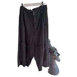 PLU Black Wide Cargo Pants Cotton Size L