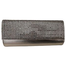 Gina Silver Leather Crystal Evening Bag Silvery