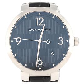 Relógio de Quartzo Louis Vuitton Tambour Damier Preto Q1D00 SS Outro