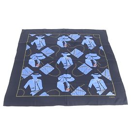 Chanel Mademoiselle Pattern Scarf Black Blue