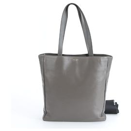 Bolsa tote de couro cinza Yves Saint Laurent Marrom