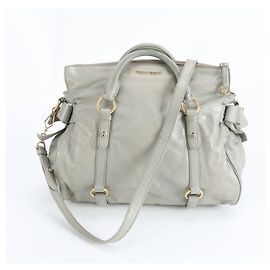 Borsa a Spalla in Pelle Grigia Miu Miu Marrone