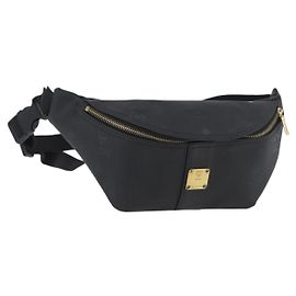 Borsa a vita MCM Logogram Vicetos in PVC Nero e Oro Auth hk3543 Nero D'oro