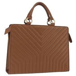 Saint Laurent Bolsa de mão Y Stitch em couro marrom e dourado Auth bs31762 Marrom Dourado