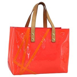 LOUIS VUITTON Sac Reade PM Monogram Vernis Fluo Rose Orange M91903 Auth 173366A Rose Orange