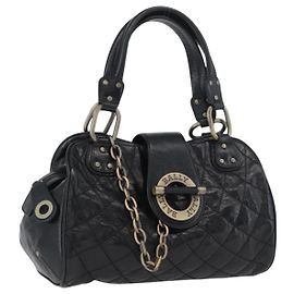 BALLY Tote Bag Leather Black Auth 160786 Black