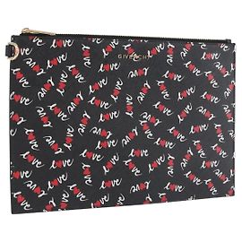 Borsa Clutch GIVENCHY in pelle nera e oro Auth BA11312 Nero D'oro