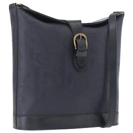 Borsa a Spalla in Tela Trotter Christian Dior Blu Navy e Oro Auth ka2955 D'oro Blu navy