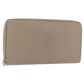 Céline CELINE Long Wallet Leather Beige Silver Auth am10868 Silvery Beige