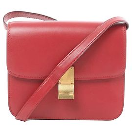 Céline Borsa a tracolla piccola in pelle classica CELINE Box rossa Rosso