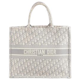 Bolsa Dior Book Tote Grande em lona oblíqua cinza Cinza