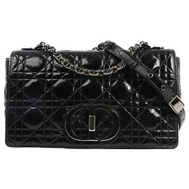 Borsa a tracolla in pelle Dior Caro con catena nera Nero