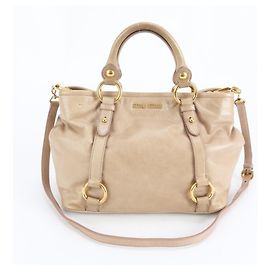 Borsa a Spalla in Pelle Miu Miu Beige