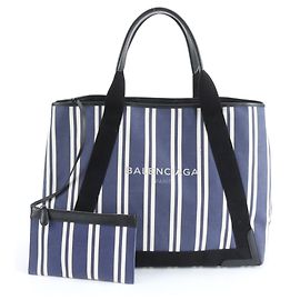 Borsa tote in pelle e tela Balenciaga blu navy Blu navy