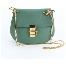 Bolso de Hombro de Cuero Chloé Drew Chain Verde