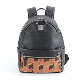 MCM Visetos Leder Rucksack Braun Schwarz