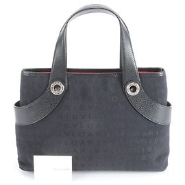 Bulgari Bvlgari Logomania Leather Tote Bag Black