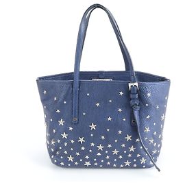 Jimmy Choo Sasha Star Studded Leather Handbag Tote Bag Blue